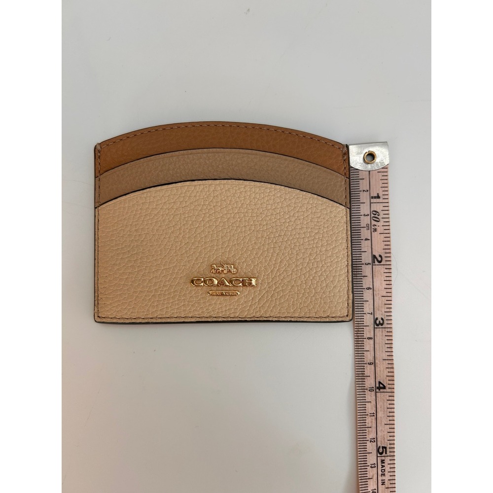 NWT Coach Curve Colorblock Pebble Leather Card Holder Wallet Gold Ivory MSRP $78 - Picture 5 of 5